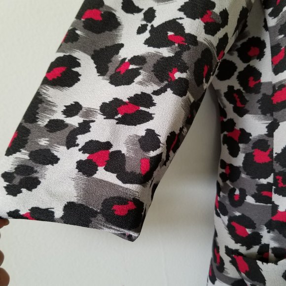 NICOLE MILLER Abstract Animal Print  Trench Coat Button Down Vintage  Sz 8 - Picture 5 of 10